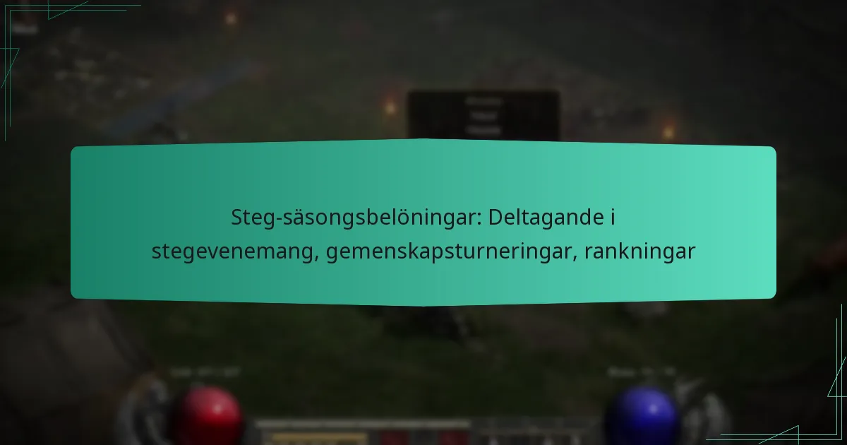 Steg-säsongsbelöningar: Deltagande i stegevenemang, gemenskapsturneringar, rankningar